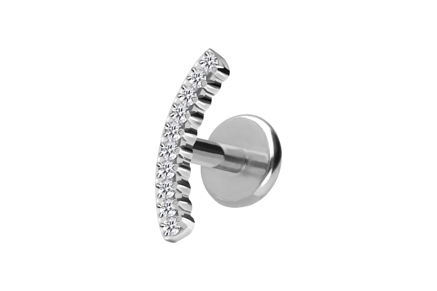 Titan Labret Piercing mit Push Fit KRISTALLBOGEN